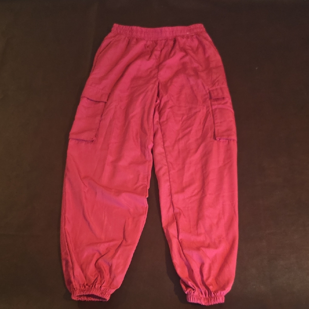 Girls Pink Cargo Jogger Sweatpants
